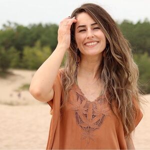 Rabens Saloner Cannabis Leaves Embroidered Dress